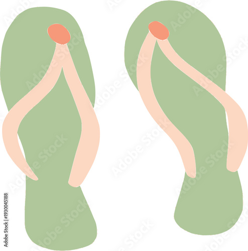Beach Flip Flops Vector Minimal Summer Sandal