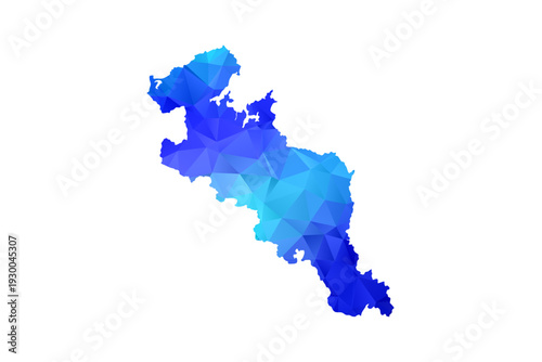 Kyoto map - Polygon Style Vector Illustration in Blue Gradient, Low Poly Geometric Design, Isolated on White Background, Perfect for Infographics, Education, and Modern Presentations.