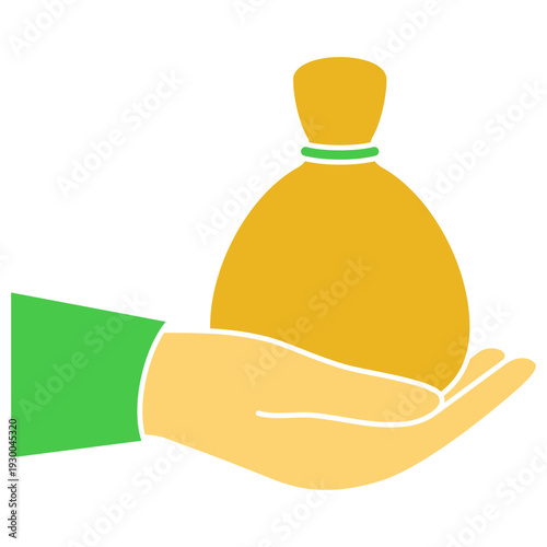 Hand Holding Money Bag Illustration