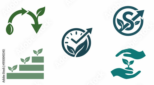 Sustainable growth and eco friendly business. Spring Vector Packs. EPS Editable