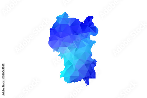 Kuala Lumpur map - Polygon Style Vector Illustration in Blue Gradient, Low Poly Geometric Design, Isolated on White Background, Perfect for Infographics, Education, and Modern Presentations.