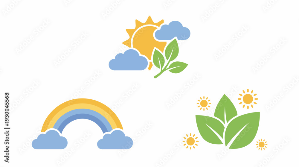 Fototapeta premium Weather and nature icons set. Spring Vector Packs. EPS Editable