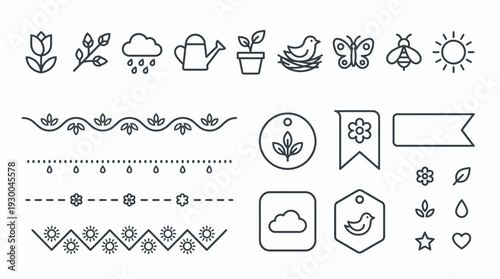 Weather and nature line icons set. Spring Vector Packs. EPS Editable