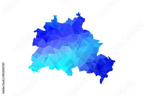 Berlin map - Polygon Style Vector Illustration in Blue Gradient, Low Poly Geometric Design, Isolated on White Background, Perfect for Infographics, Education, and Modern Presentations.