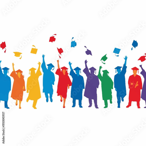 Graduates celebrating academic achievement by tossing caps in the air.