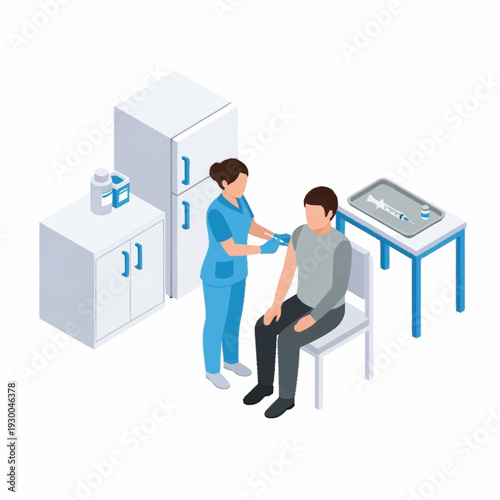 Nurse Administering Vaccine to Patient in Medical Setting.