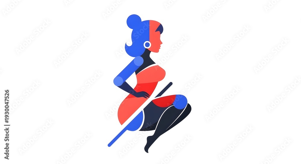 Obraz premium Abstract illustration of a stylized woman in vibrant colors