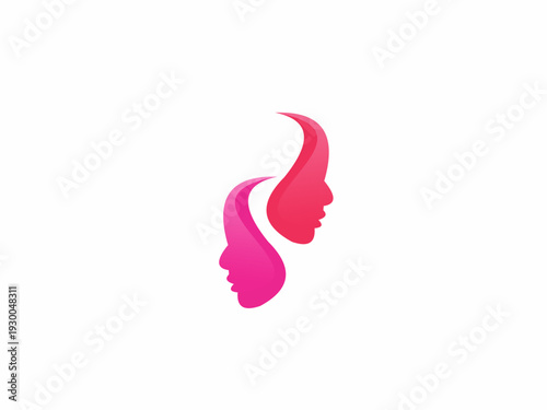 An elegant abstract illustration of two human faces in profile, overlapping to symbolize conversation, empathy, psychotherapy, or dual personality.
