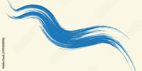 Grunge grainy blue brush stroke with spray texture. Hand drawn distress damaged vintage banner with zigzag bold line. Rough thick brush stroke texture. Spray paint effect vector background.