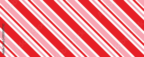 Candy cane Christmas background, peppermint diagonal stripes print seamless pattern