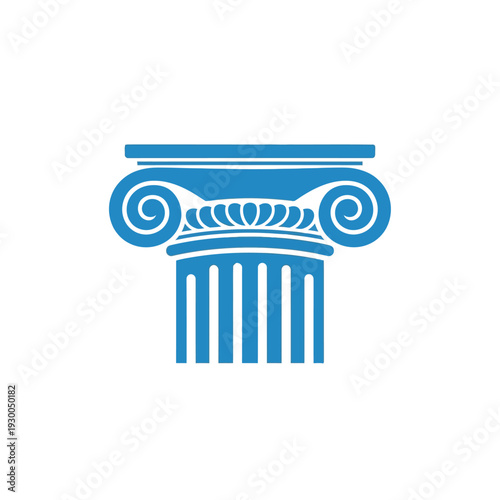 Blue Ionic Column Capital Icon.