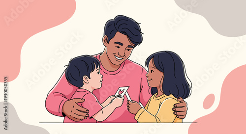 Father and children sharing a heartfelt moment, celebrating family love and connection