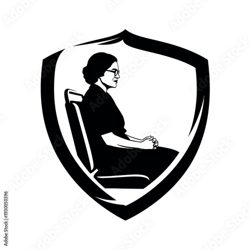 Rosa Parks Civil Rights Icon Shield Silhouette.