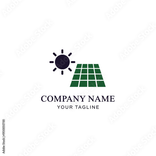 Solar Panel Icon with Sun Symbol.