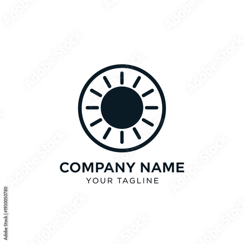 Simple Black Sun Logo Design Element.