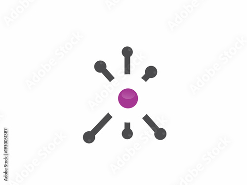 Centralized data distribution symbol, digital connectivity vector illustration.