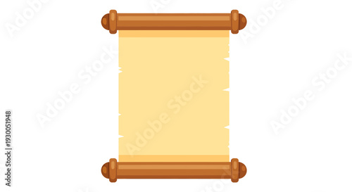 Scroll illustration, vector style graphic, parchment paper, ancient document, vintage concept, isolated