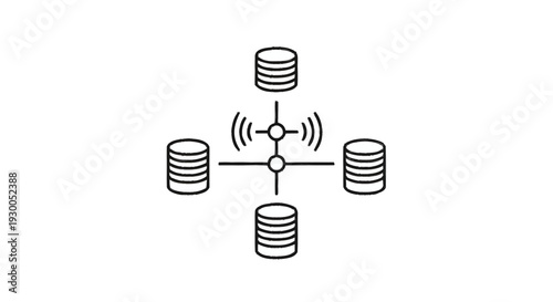 Distributed Database System with Network Connections.