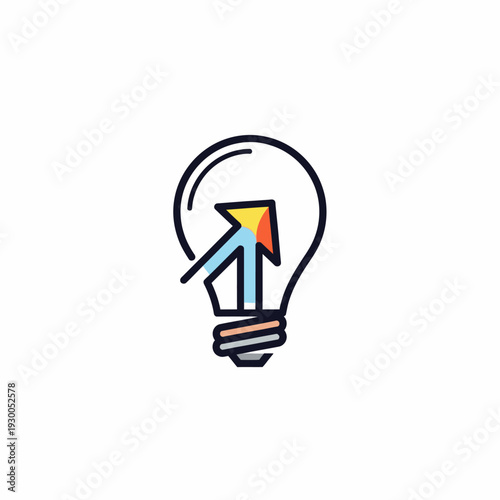 Colorful Light Bulb with Arrow.