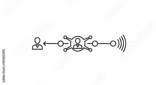 Drone technology connecting people and wireless signals concept.