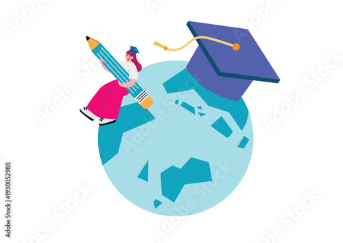 留学生の女の子のイラスト