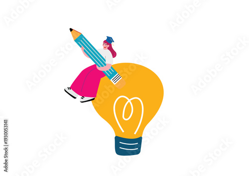 アイディアを閃く学生の女のいこ