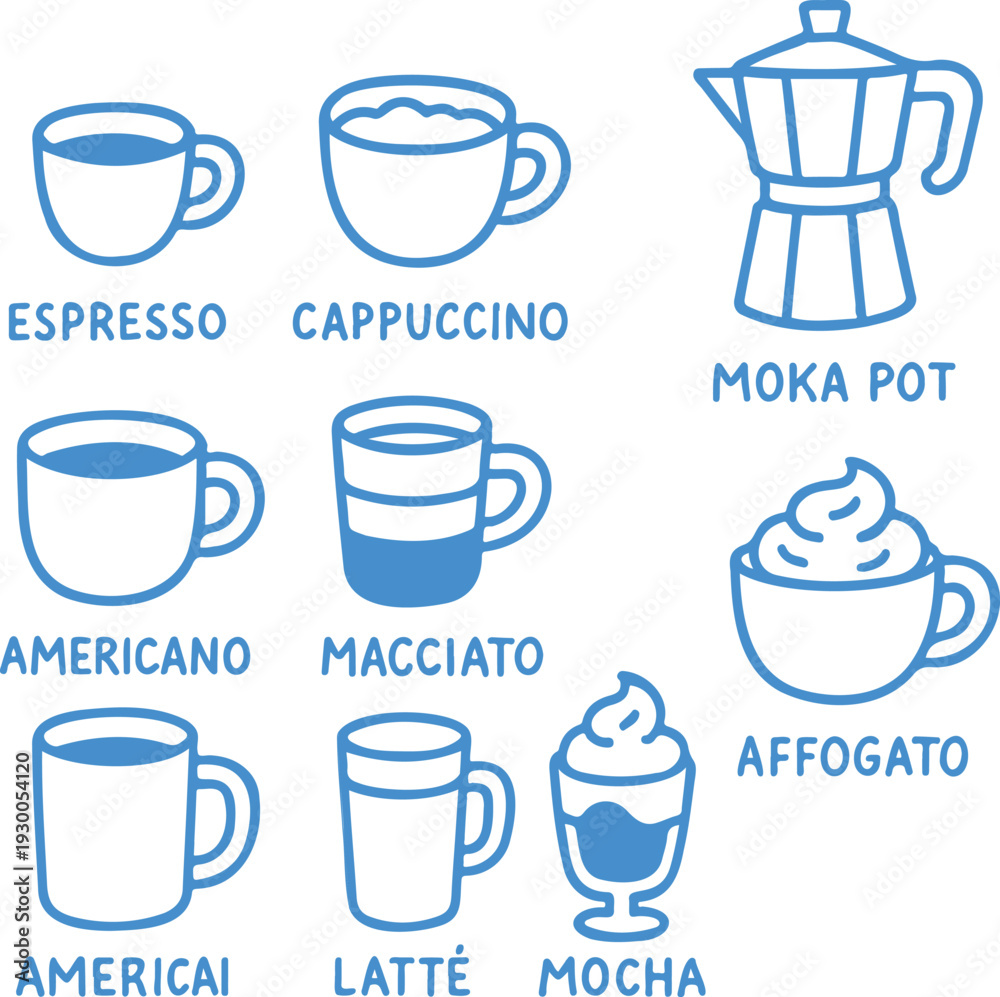Obraz premium italian coffee collection transparent