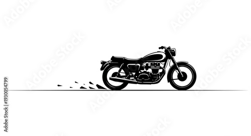 Vintage Motorcycle Silhouette with Tire Marks.