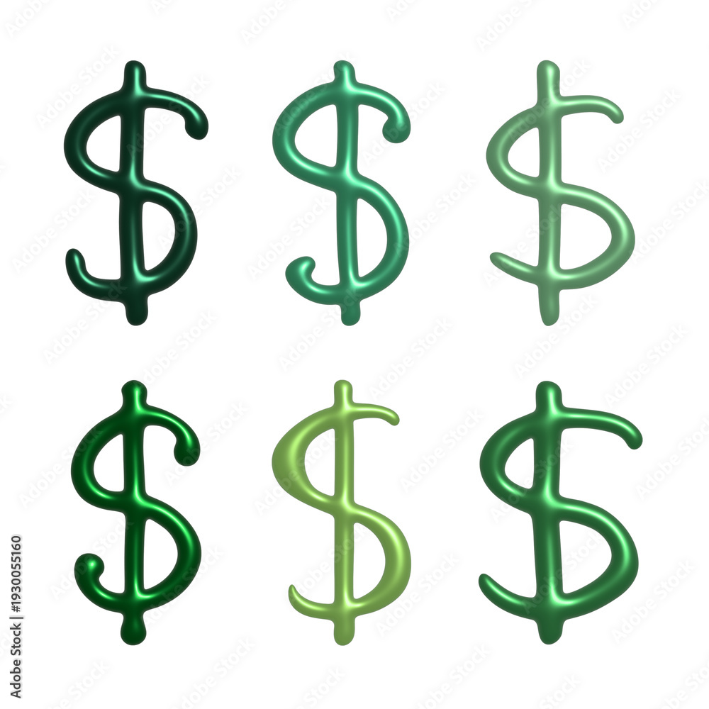 Obraz premium Set of 3d dollar currency symbol Elements for design
