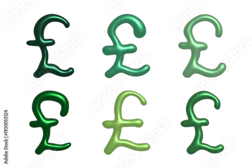 Set of 3d british pound currency symbol Elements for design