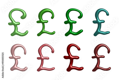 Set of 3d british pound currency symbol Elements for design