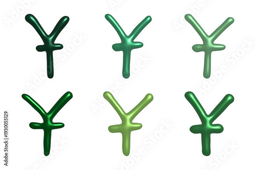 Set of 3d chinese yuan currency symbol Elements for design