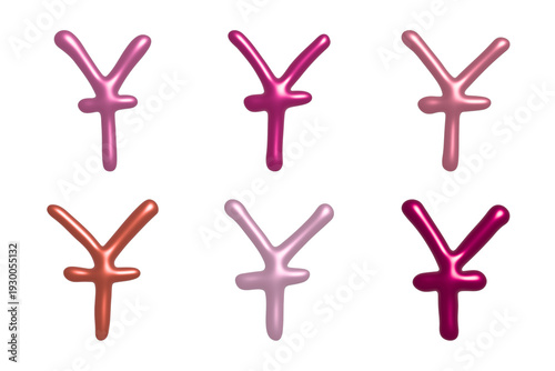 Set of 3d chinese yuan currency symbol Elements for design