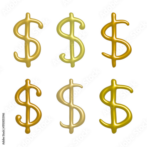 Set of 3d dollar currency symbol Elements for design