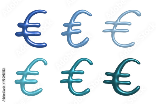 Set of 3d euro currency symbol Elements for design