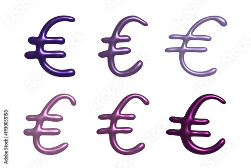 Set of 3d euro currency symbol Elements for design