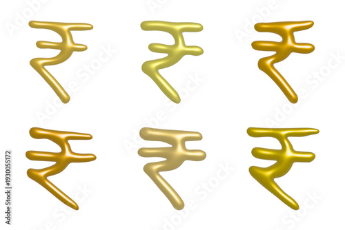 Set of 3d rupee currency symbol Elements for design
