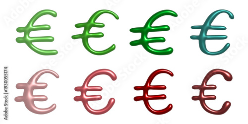 Set of 3d euro currency symbol Elements for design