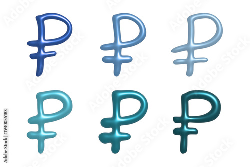 Set of 3d russian ruble currency symbol Elements for design