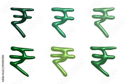 Set of 3d rupee currency symbol Elements for design