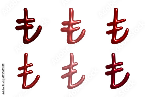 Set of hand drawn turkish lira currency symbol. Brush stroke doodle. Single element for design