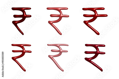 Set of 3d rupee currency symbol Elements for design
