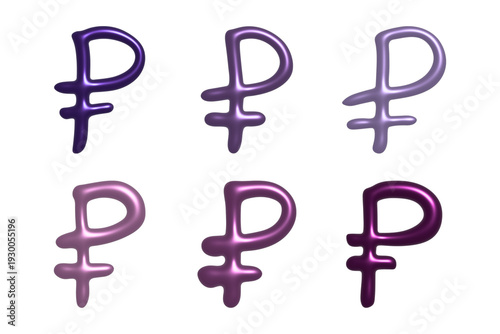 Set of 3d russian ruble currency symbol Elements for design