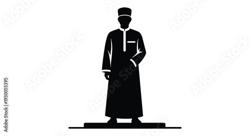 A striking black silhouette of a man in traditional arabian clothing displaying cultural heritage silhouette high quality professional