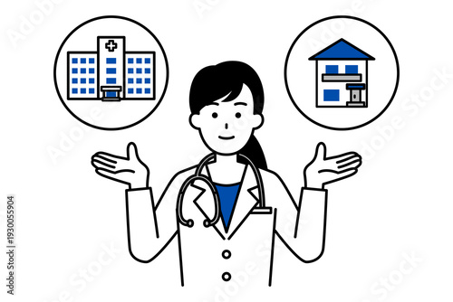 入院と在宅医療を提案する医師の女性