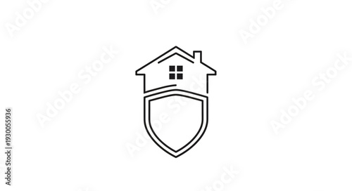 House and shield logo representing home security and protection concept.