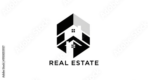 Geometric Real Estate Logo Design - Modern Architectural Representation.