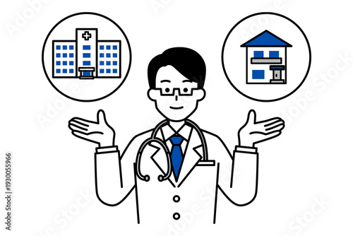 入院と在宅医療を提案する医師の男性