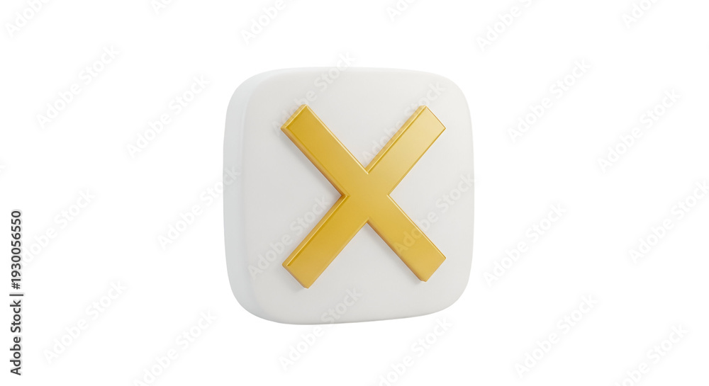 Fototapeta premium Yellow X symbol on a white rounded square background