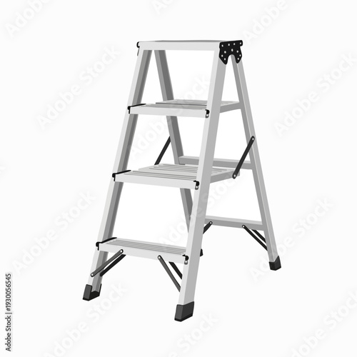 Isolated vector illustration of a three-step stepladder on a white background perfect for home improvement and DIY design projects